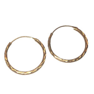 VTG Sterling Silver Diamond Cut Threader Hoops Gold Reflective Colour 20mm